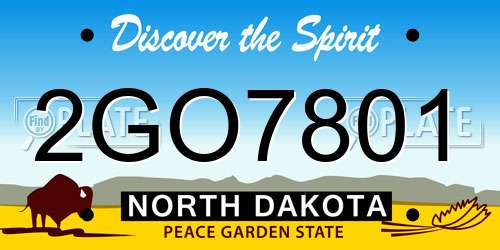 2GO7801 North Dakota License Plate