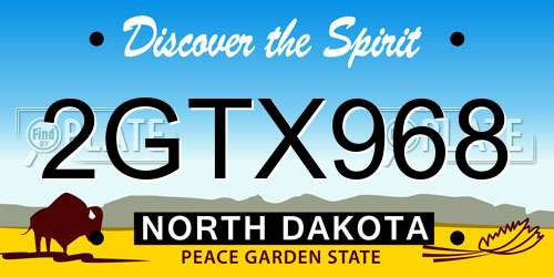 2GTX968 North Dakota License Plate