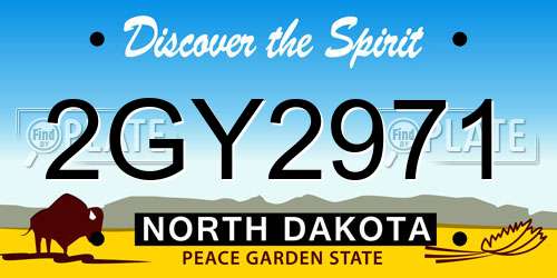 2GY2971 North Dakota License Plate