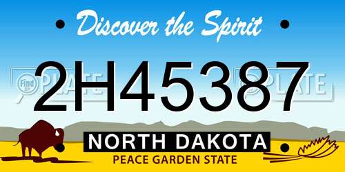 2H45387 North Dakota License Plate