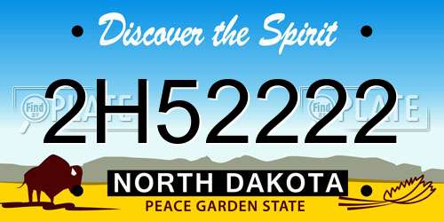 2H52222 North Dakota License Plate
