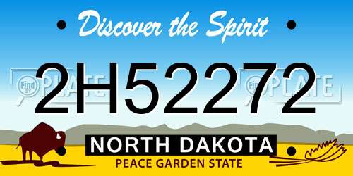 2H52272 North Dakota License Plate