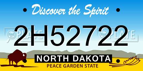 2H52722 North Dakota License Plate