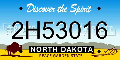 2H53016 North Dakota License Plate