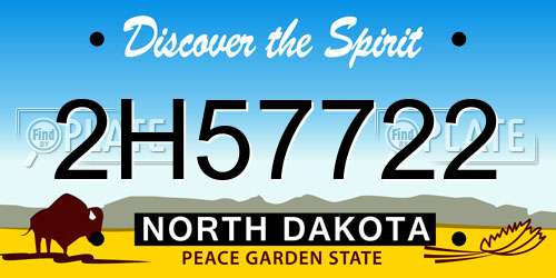 2H57722 North Dakota License Plate