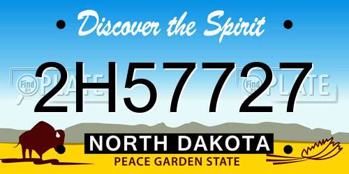 2H57727 North Dakota License Plate