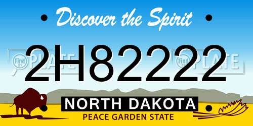 2H82222 North Dakota License Plate