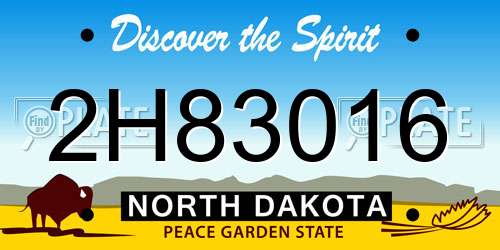 2H83016 North Dakota License Plate