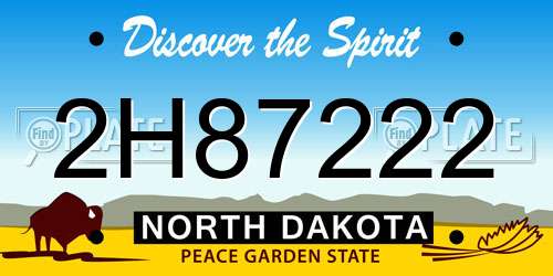 2H87222 North Dakota License Plate