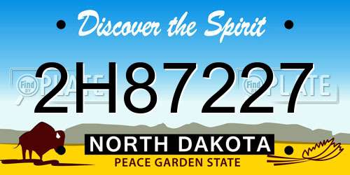 2H87227 North Dakota License Plate