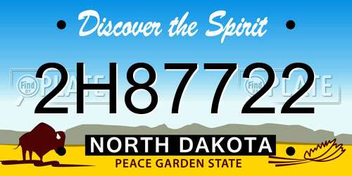 2H87722 North Dakota License Plate