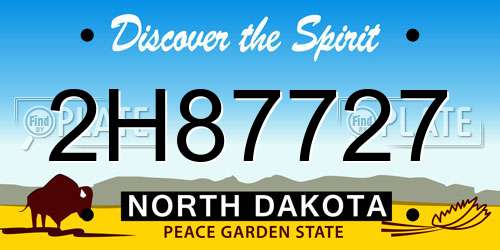 2H87727 North Dakota License Plate