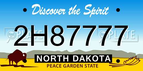 2H87777 North Dakota License Plate