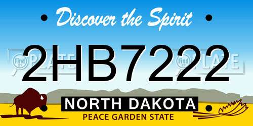 2HB7222 North Dakota License Plate