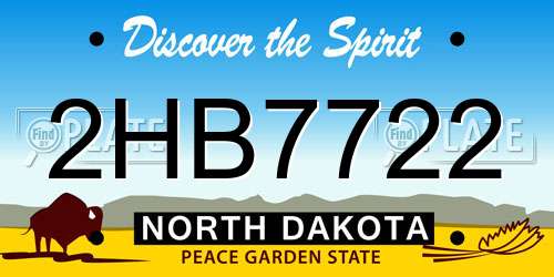2HB7722 North Dakota License Plate