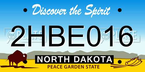 2HBE016 North Dakota License Plate