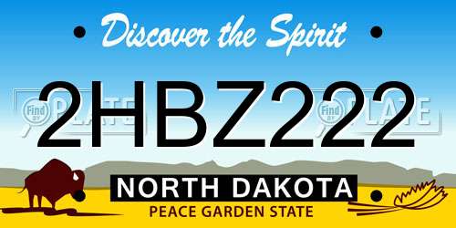 2HBZ222 North Dakota License Plate