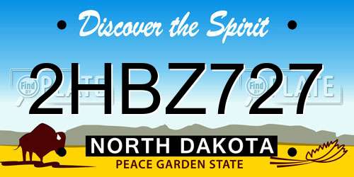 2HBZ727 North Dakota License Plate