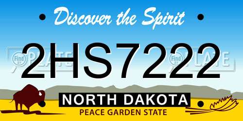 2HS7222 North Dakota License Plate