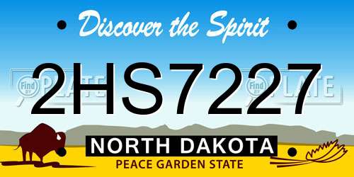 2HS7227 North Dakota License Plate