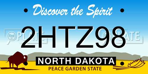 2HTZ98 North Dakota License Plate