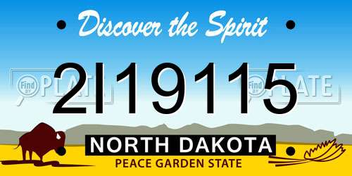 2I19115 North Dakota License Plate