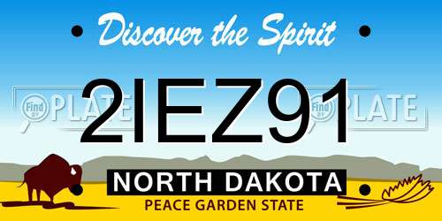 2IEZ91 North Dakota License Plate
