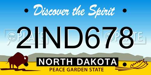 2IND678 North Dakota License Plate