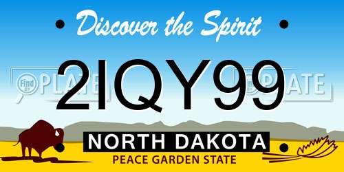 2IQY99 North Dakota License Plate