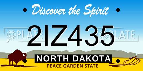 2IZ435 North Dakota License Plate