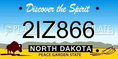 2IZ866 North Dakota License Plate