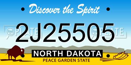 2J25505 North Dakota License Plate
