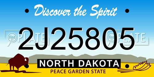 2J25805 North Dakota License Plate