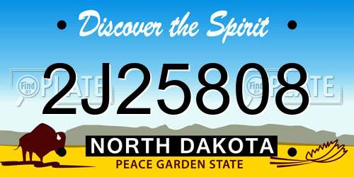 2J25808 North Dakota License Plate