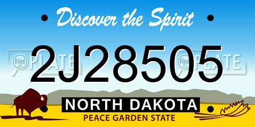 2J28505 North Dakota License Plate