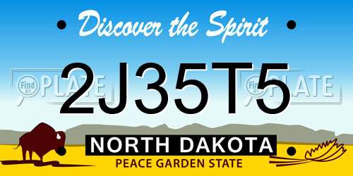 2J35T5 North Dakota License Plate