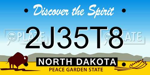2J35T8 North Dakota License Plate