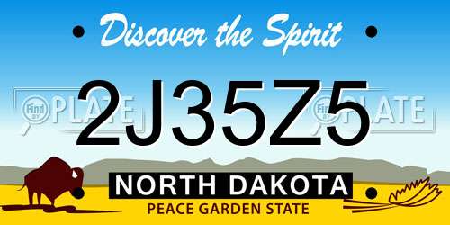 2J35Z5 North Dakota License Plate