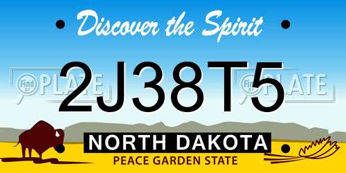 2J38T5 North Dakota License Plate