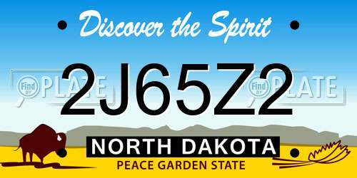 2J65Z2 North Dakota License Plate