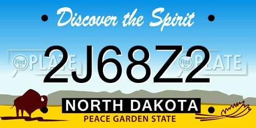 2J68Z2 North Dakota License Plate