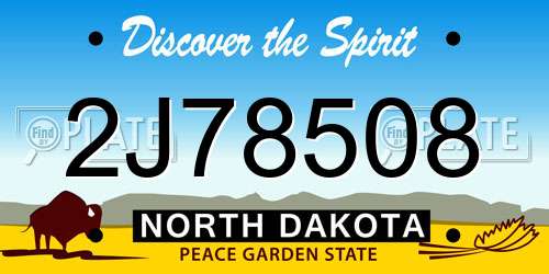 2J78508 North Dakota License Plate
