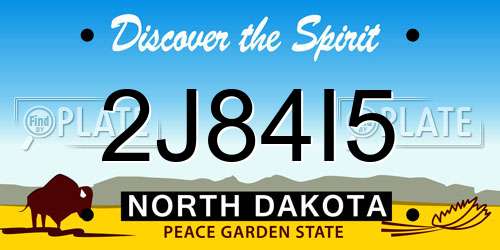 2J84I5 North Dakota License Plate