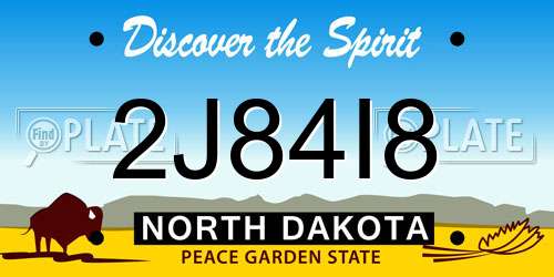 2J84I8 North Dakota License Plate