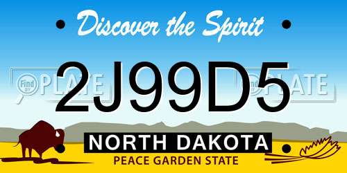 2J99D5 North Dakota License Plate