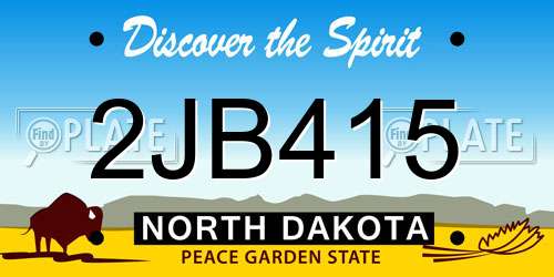 2JB415 North Dakota License Plate
