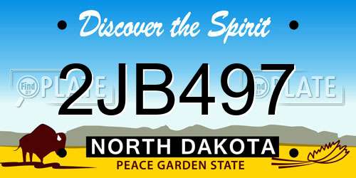2JB497 North Dakota License Plate