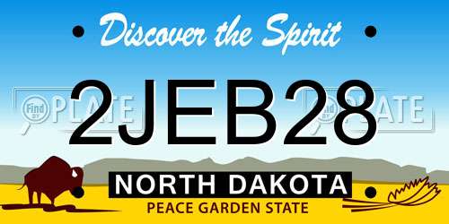 2JEB28 North Dakota License Plate