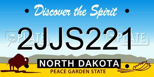 2JJS221 North Dakota License Plate