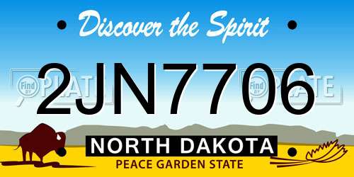 2JN7706 North Dakota License Plate